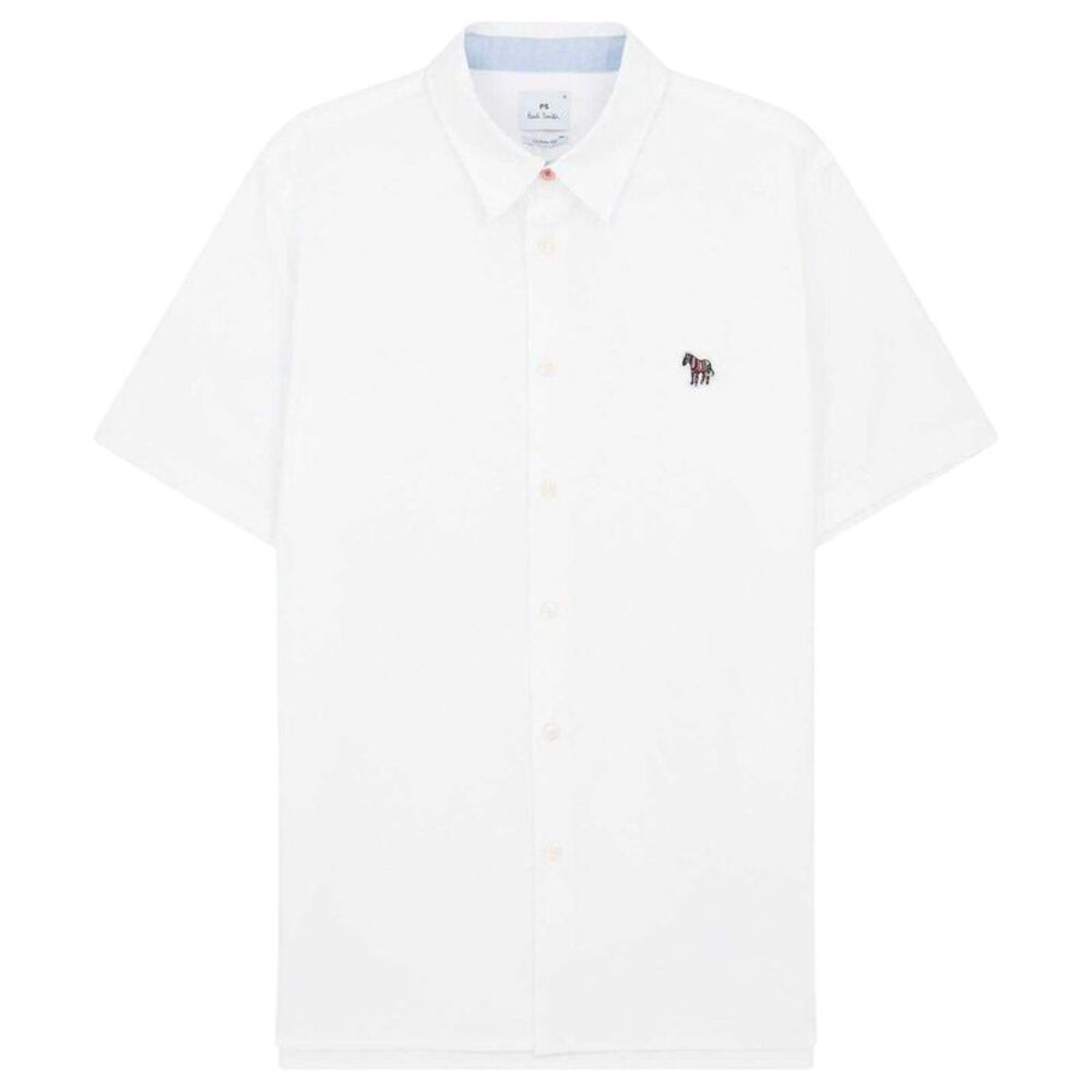 Paul Smith Mens Plain Lightweight Short-Sleeved Shirt / White